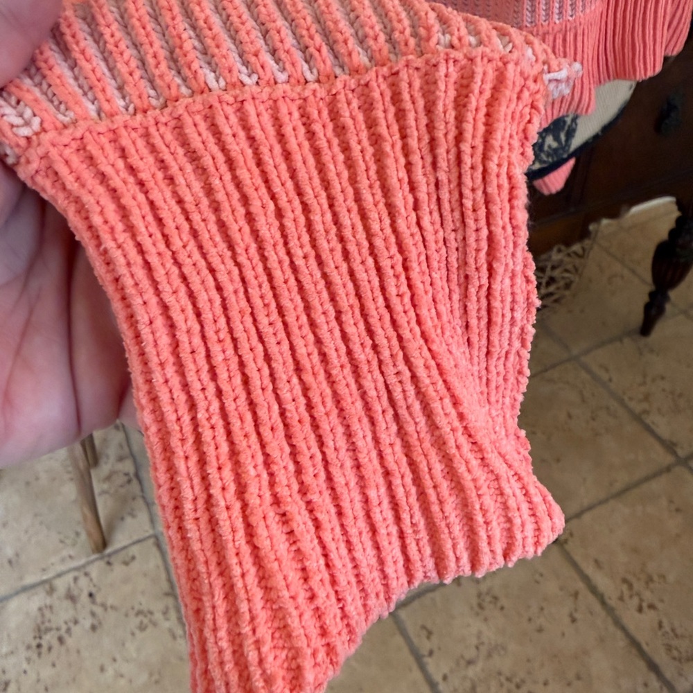 New In New Orange Oversized Ribbed Chenille Crewneck Sweater - Picture 8 of 16